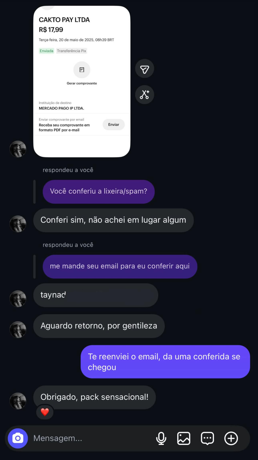 Avaliação real de cliente da MXP Store